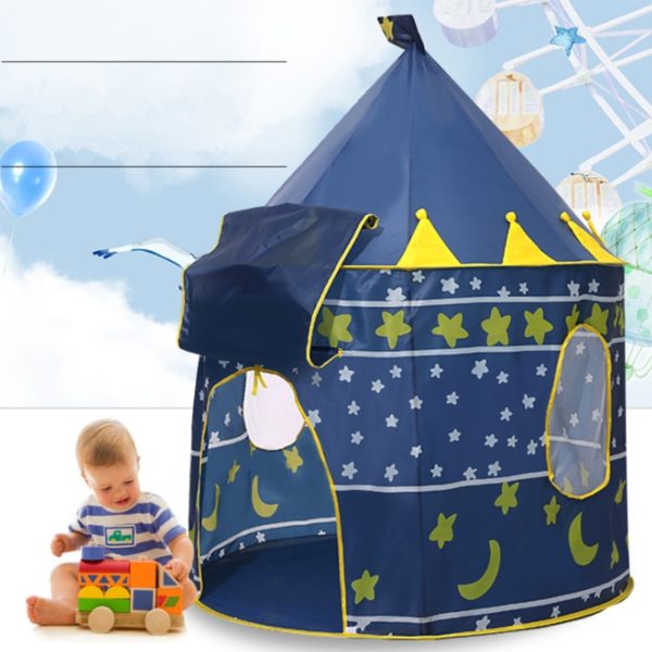 Tipi bleu pour enfant en forme de château