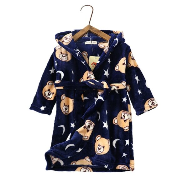 Robe de chambre bleue à motif ourson