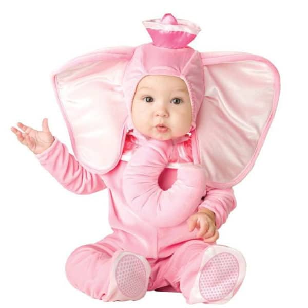 Barboteuse déguisement éléphant rose pour bébé