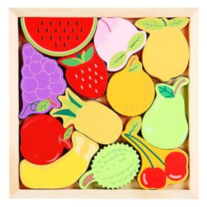 Puzzle 3D en bois coloré pour enfants aux motifs de fruits