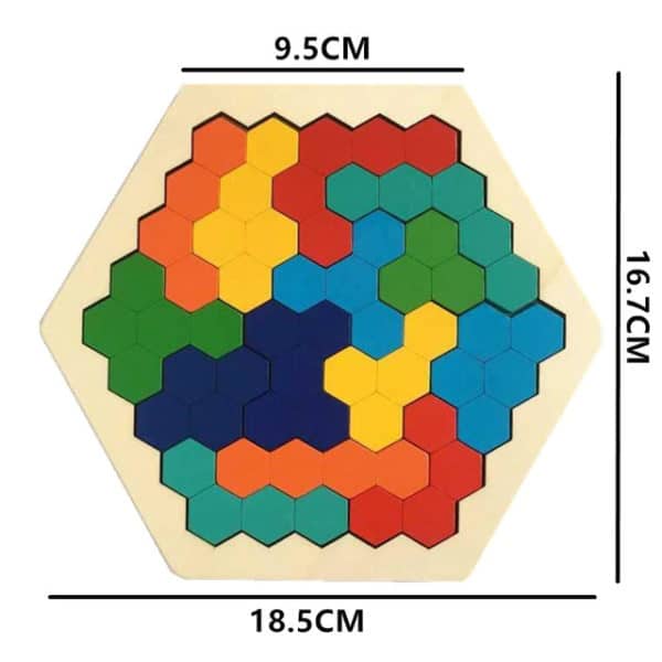 Puzzle 3D en bois coloré pour enfants formes hexagones