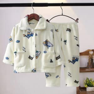 Pyjama enfant chaud et mignon motif camions de contructions