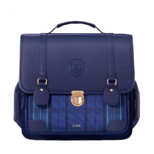 Cartable garçon ce1 bleu foncé style traditionnel présenté sur fond blanc
