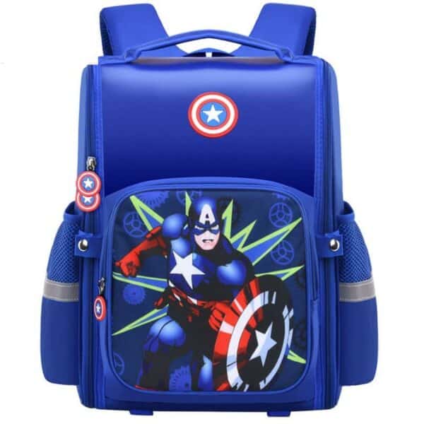 Sac à dos garçon ce1 Marvel Captain America bleu présenté sur fond blanc