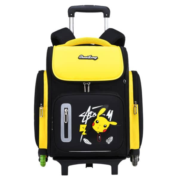 Cartable à roulettes garçon pokemon pikachu présenté sur fond blanc