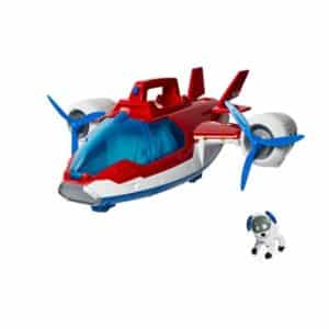 Jouet Pat'Patrouille Hélicoptère de sauvetage et un personnage, présentés sur fond blanc