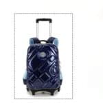 Cartable à roulettes bleu brillant présenté sur fond blanc
