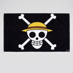 Drapeau One Piece pour décorer une chambre de garçon, sur fond gris