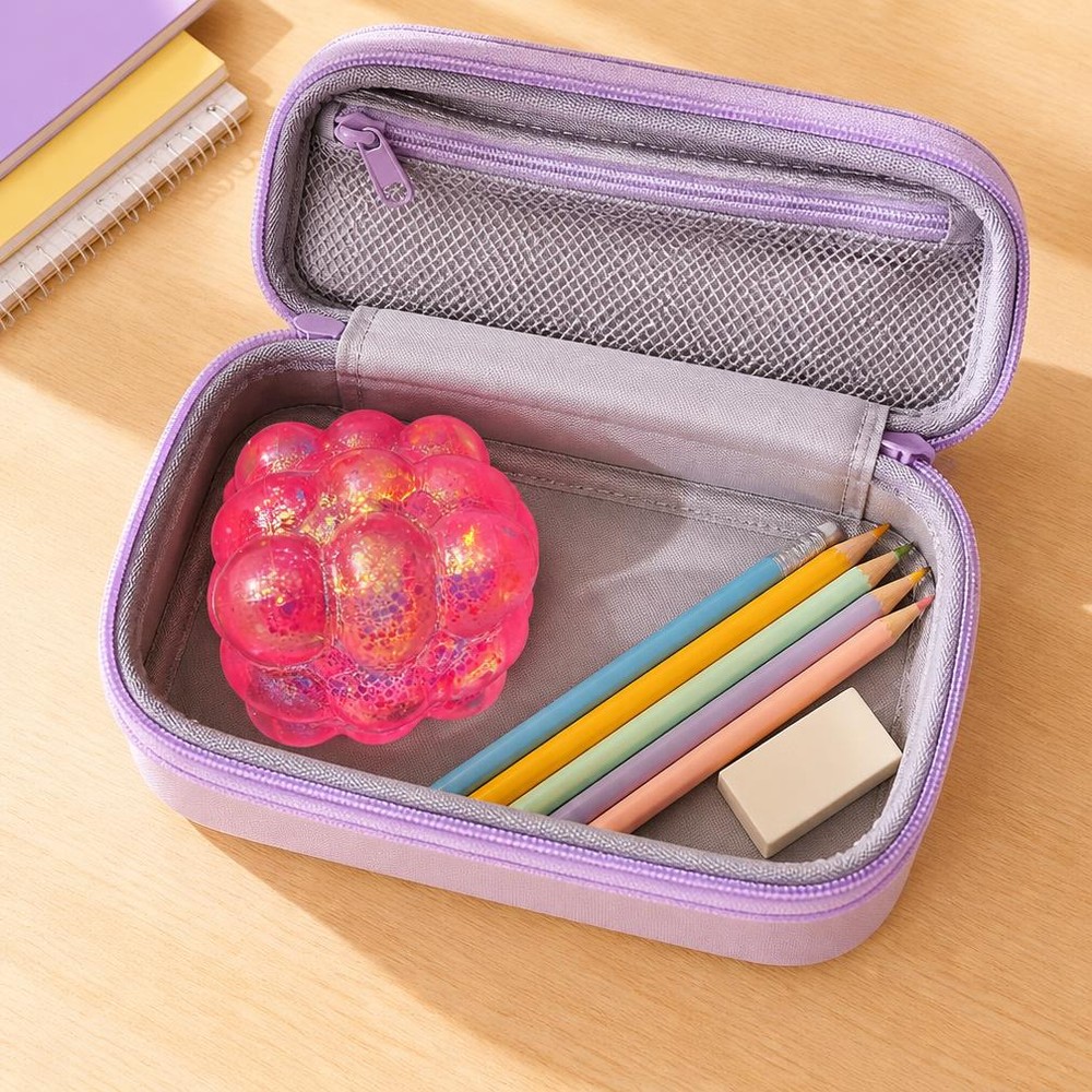 Jouet Squishy garçon en cube rempli de billes brillantes – Image 3