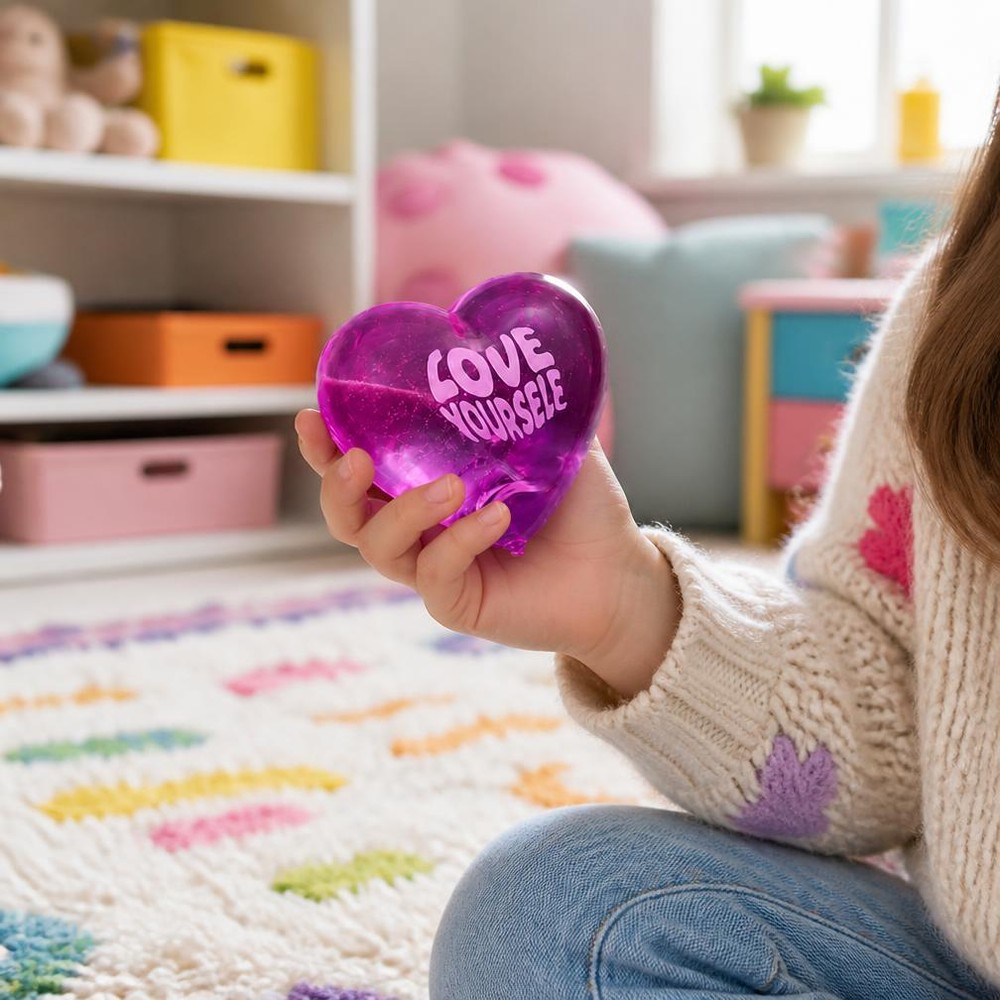Jouet Squishy Needoh garçon anti-stress en cœur translucide – Image 4